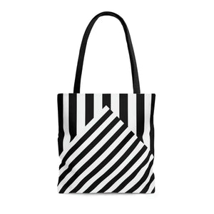 Black Striped Tote Bag - Chic Summer Essential - Dipaliz - Medium - Bags