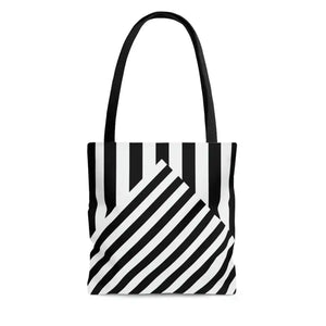 Black Striped Tote Bag - Chic Summer Essential - Dipaliz - Small - Bags
