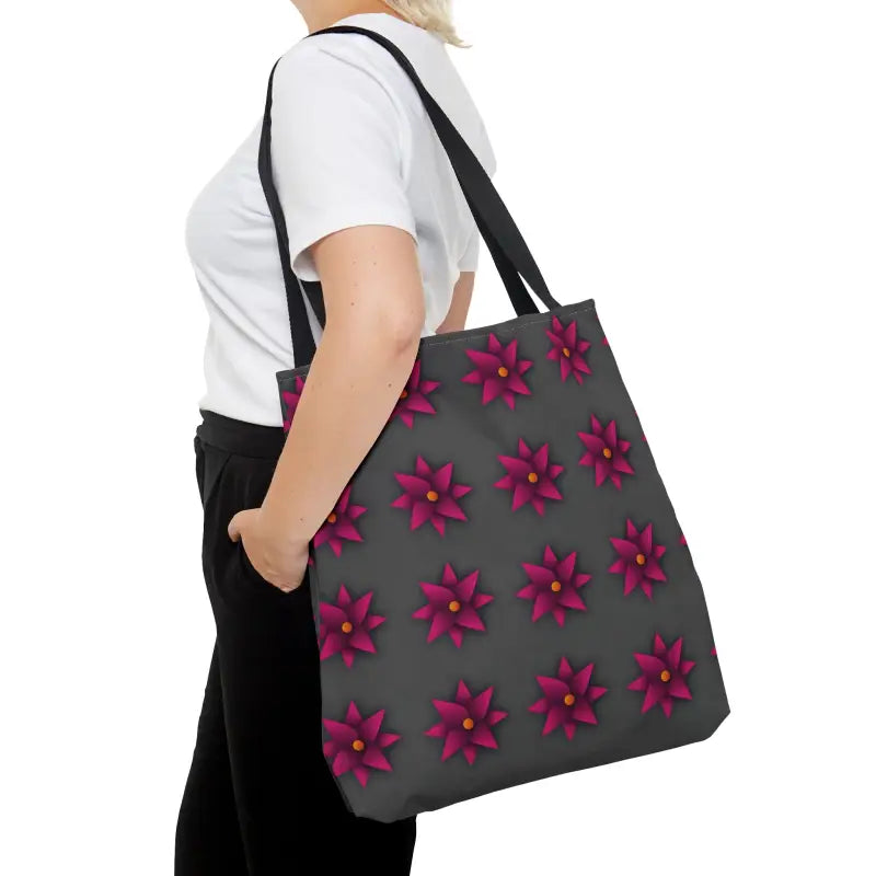 Turn Heads with the Magenta Flowers Tote Bag - Large Bags