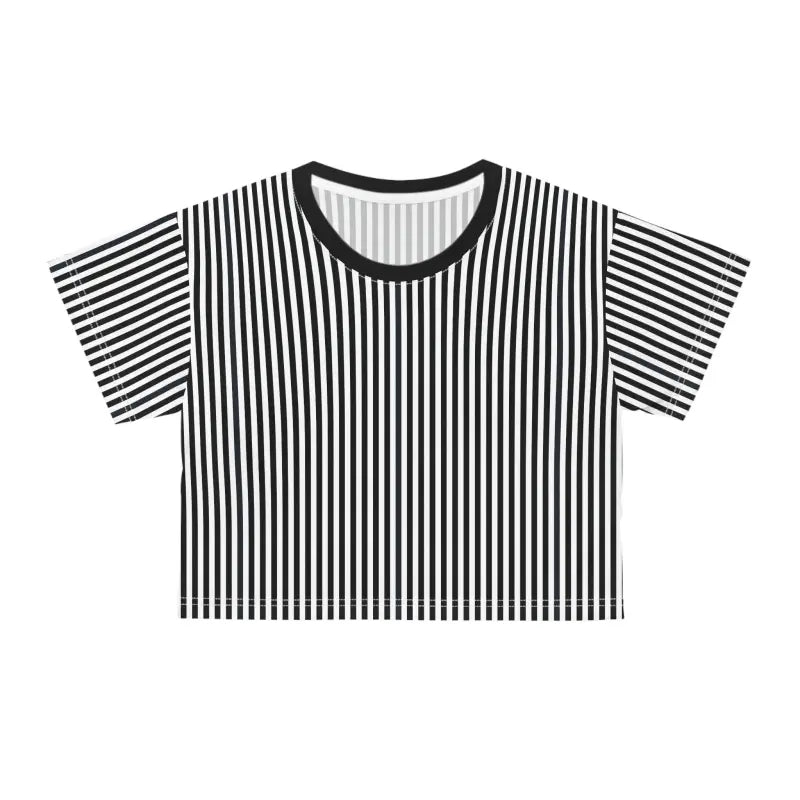 Turn Heads with Dipaliz Black Stripes Aop Crop Tee - All Over Prints