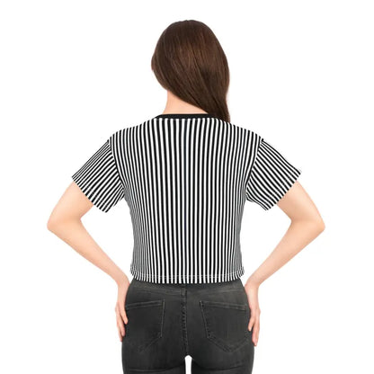 Turn Heads with Dipaliz Black Stripes Aop Crop Tee - All Over Prints