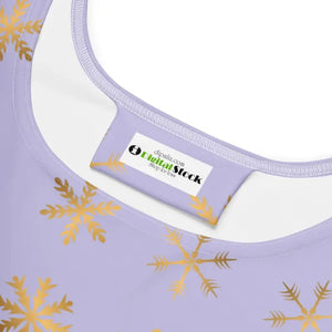 Skater Dress Snowflakes Purple Flared Skirt Winter - Dipaliz - Dresses