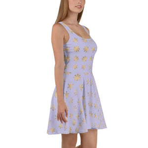 Skater Dress Snowflakes Purple Flared Skirt Winter - Dipaliz - Dresses