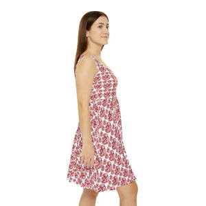 Pink Flower Skater Dress - Showstopping Twirl Style - Dipaliz - Dresses