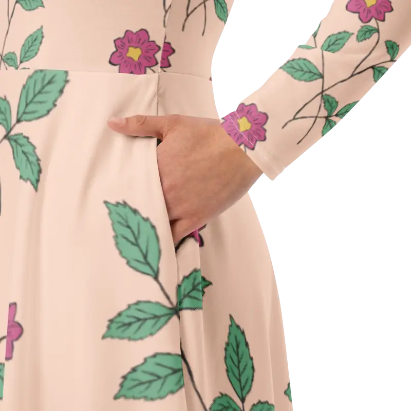 Captivate in our Floral Pink Long Sleeve Midi Dress - Dresses