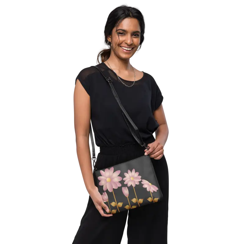 Dazzle with our Gold Floral Crossbody Bag! - Bags