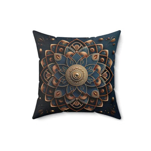 Golden Geometrical Mandal Polyester Cover Square Pillow - Dipaliz - 16’’ × - Throw Pillows