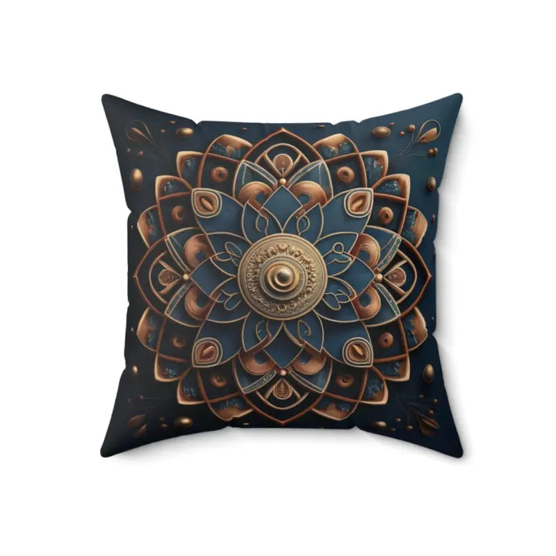 Transform your Space: Golden Geometrical Mandal Throw Pillows - 18’’ × Home Decor