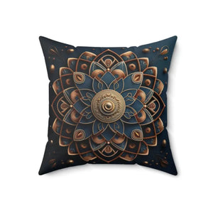 Golden Geometrical Mandal Polyester Cover Square Pillow - Dipaliz - 18’’ × - Throw Pillows