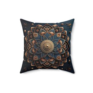 Golden Geometrical Mandal Polyester Cover Square Pillow - Dipaliz - Throw Pillows
