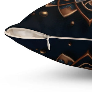 Golden Geometrical Mandal Polyester Cover Square Pillow - Dipaliz - Throw Pillows