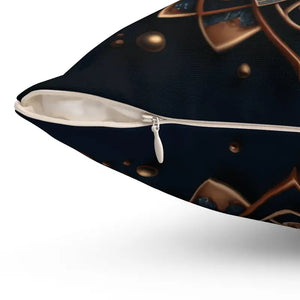 Golden Geometrical Mandal Polyester Cover Square Pillow - Dipaliz - Throw Pillows