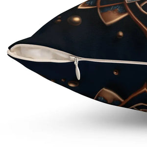 Golden Geometrical Mandal Polyester Cover Square Pillow - Dipaliz - Throw Pillows