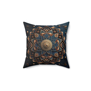 Golden Geometrical Mandal Polyester Cover Square Pillow - Dipaliz - Throw Pillows
