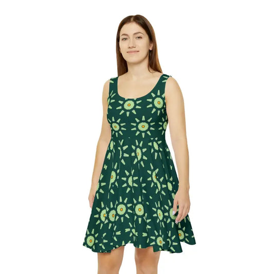 Rock your Style in a Light Green Floral Skater Dress - s Dresses