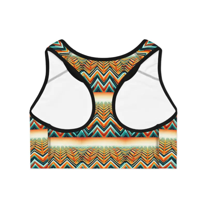 Unleash Energy in Orange Zig Zag Sports Bra - All Over Prints