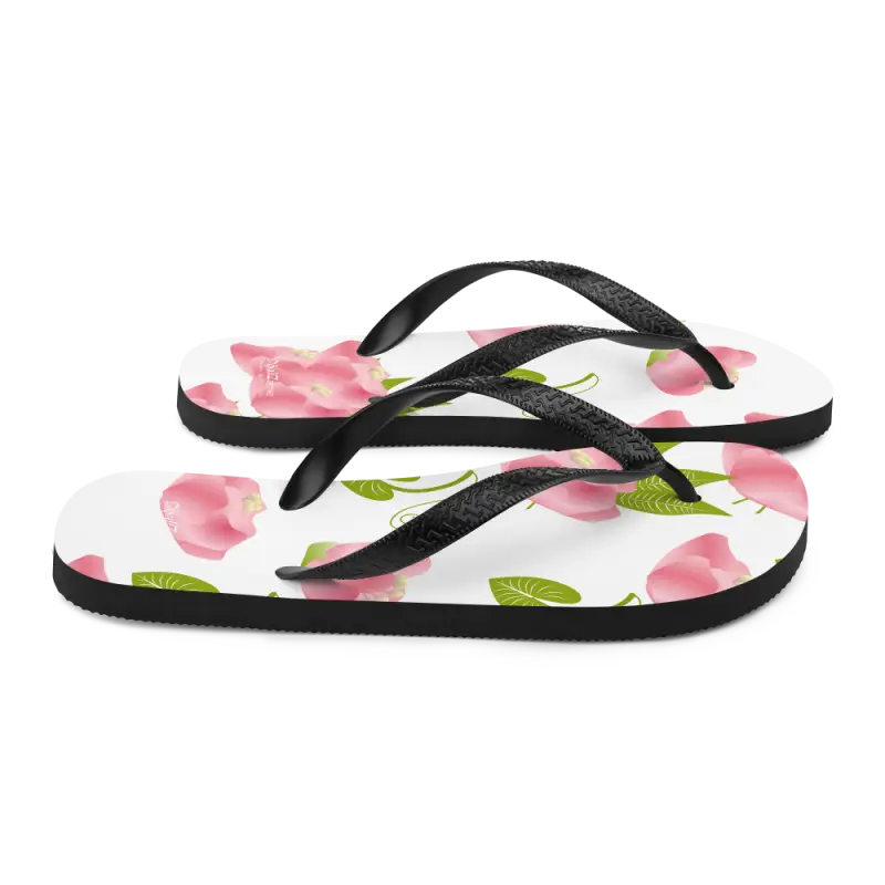 Turn Heads with Pink Floral Slip-resistant Flip-flops - Slippers