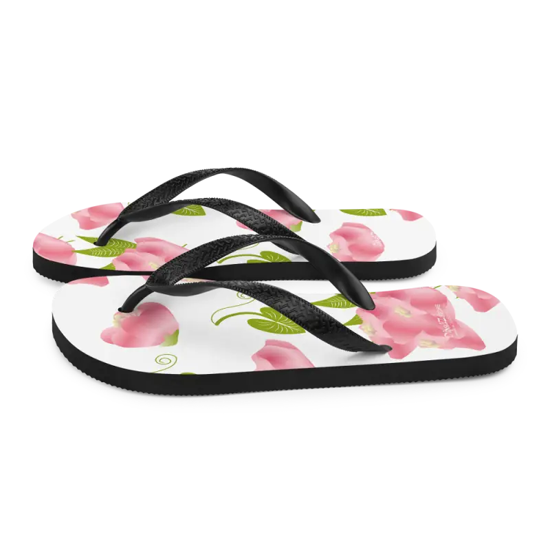 Turn Heads with Pink Floral Slip-resistant Flip-flops - Slippers