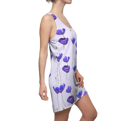 Bold Purple Poppy Racerback Dress for a Standout Style - All Over Prints