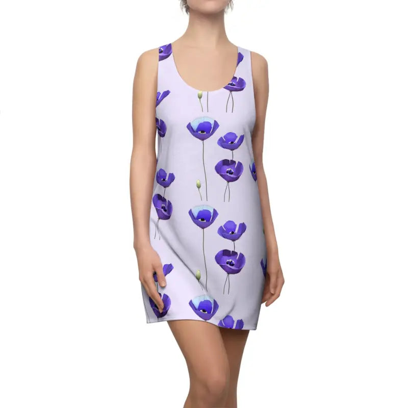 Bold Purple Poppy Racerback Dress for a Standout Style - Xs All Over Prints