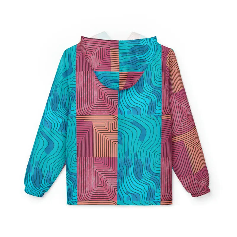 Turn Heads with Stylish Red Abstract Lines Windbreaker - Outerwear