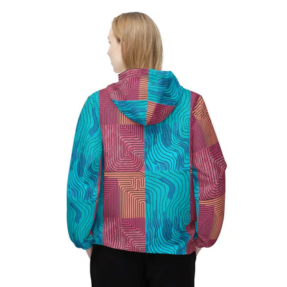 Turn Heads with Stylish Red Abstract Lines Windbreaker - Outerwear