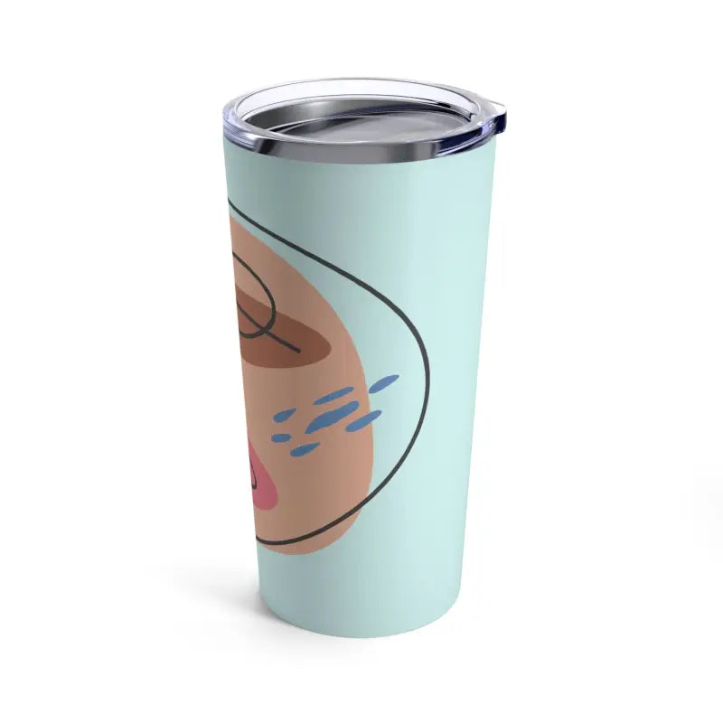 Turn Heads with Teal Tumbler 20oz ?? Vibrant Abstract Face Design - Tumblers