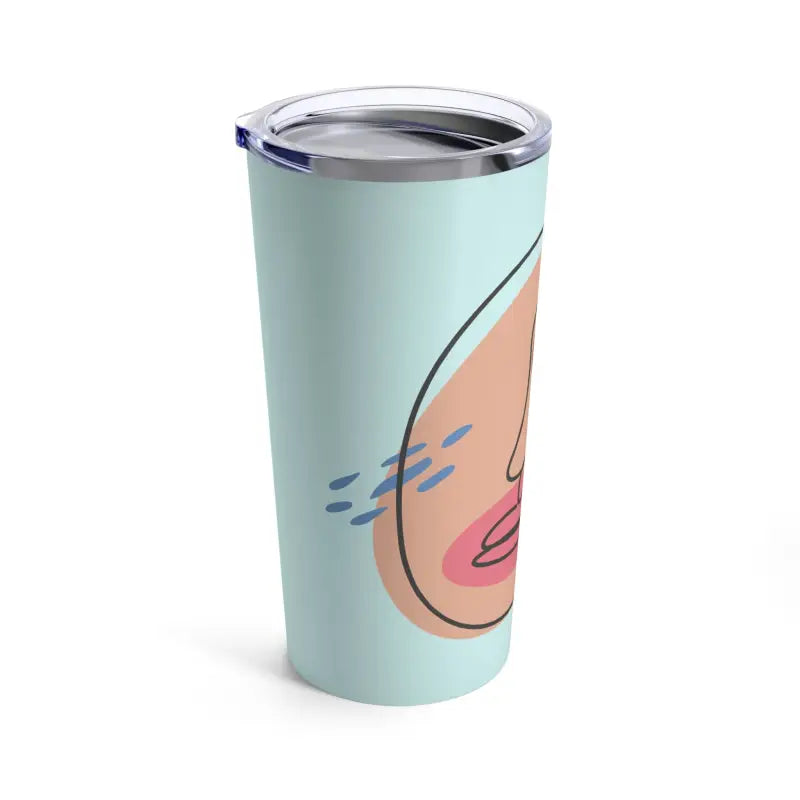 Turn Heads with Teal Tumbler 20oz ?? Vibrant Abstract Face Design - Tumblers