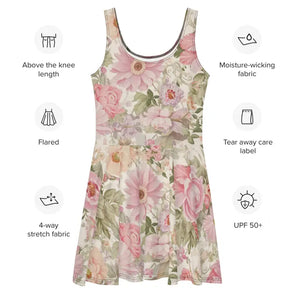 Vibrant Floral Skater Dress - Turn Heads Flared Skirt - Dipaliz - Dresses