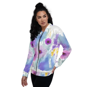 Unisex Bomber Jacket Flowers in Watercolor - Dipaliz - Jackets