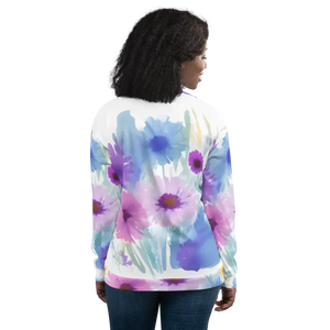 Unisex Bomber Jacket Flowers in Watercolor - Dipaliz - Jackets