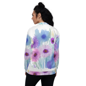 Unisex Bomber Jacket Flowers in Watercolor - Dipaliz - Jackets