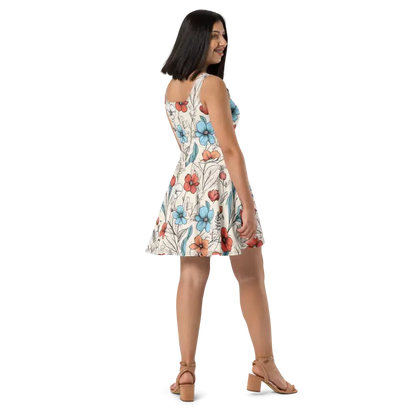 Twirl in Pastel Flowers: Flared Skater Dress - Dresses