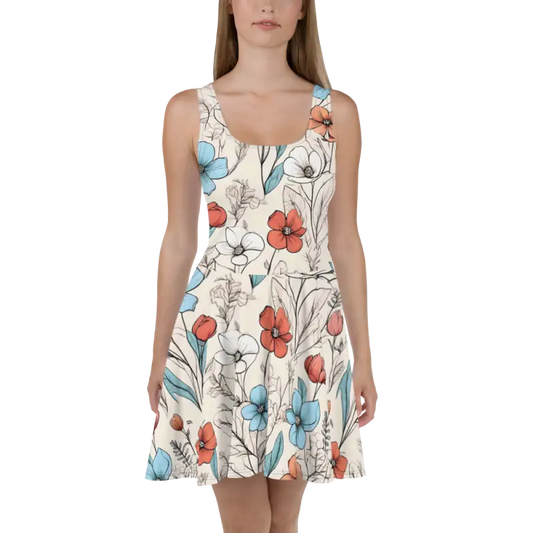 Twirl in Pastel Flowers: Flared Skater Dress - Xs Dresses