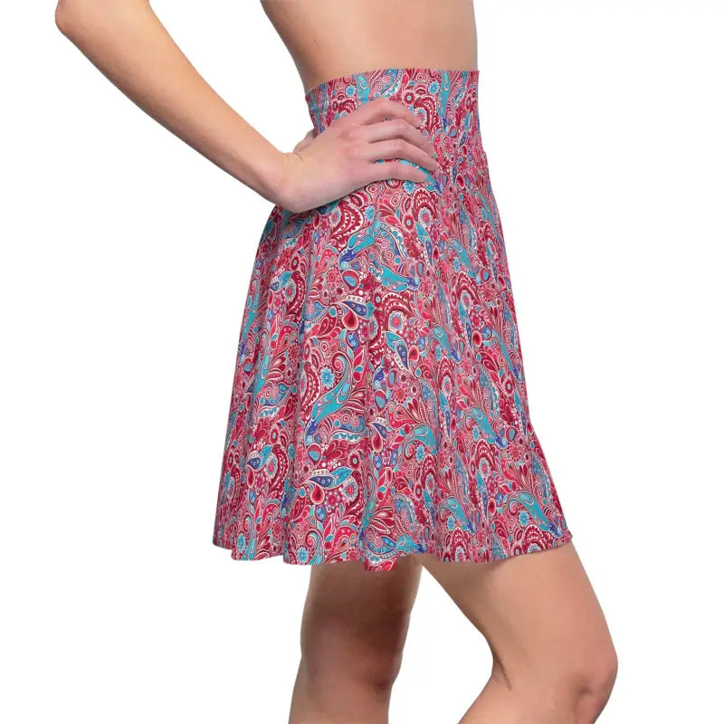 Twirl in Style: Blue Paisley Women’s Skater Skirt - All Over Prints