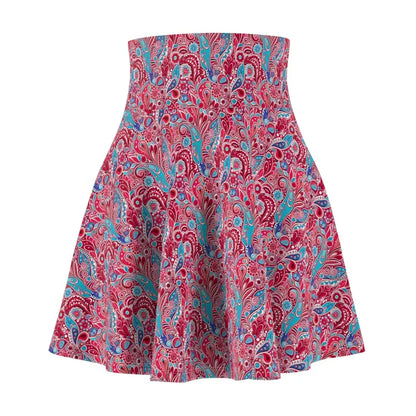 Twirl in Style: Blue Paisley Women’s Skater Skirt - All Over Prints