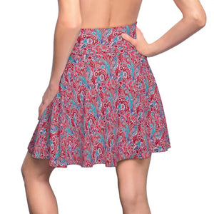 Blue Paisley Skater Skirt - Vibrant Statement Design - Dipaliz - Skirts