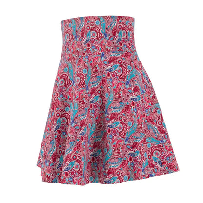 Twirl in Style: Blue Paisley Women’s Skater Skirt - All Over Prints