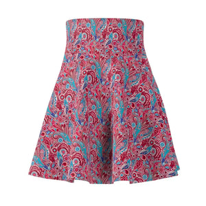Blue Paisley Skater Skirt - Vibrant Statement Design - Dipaliz - Skirts