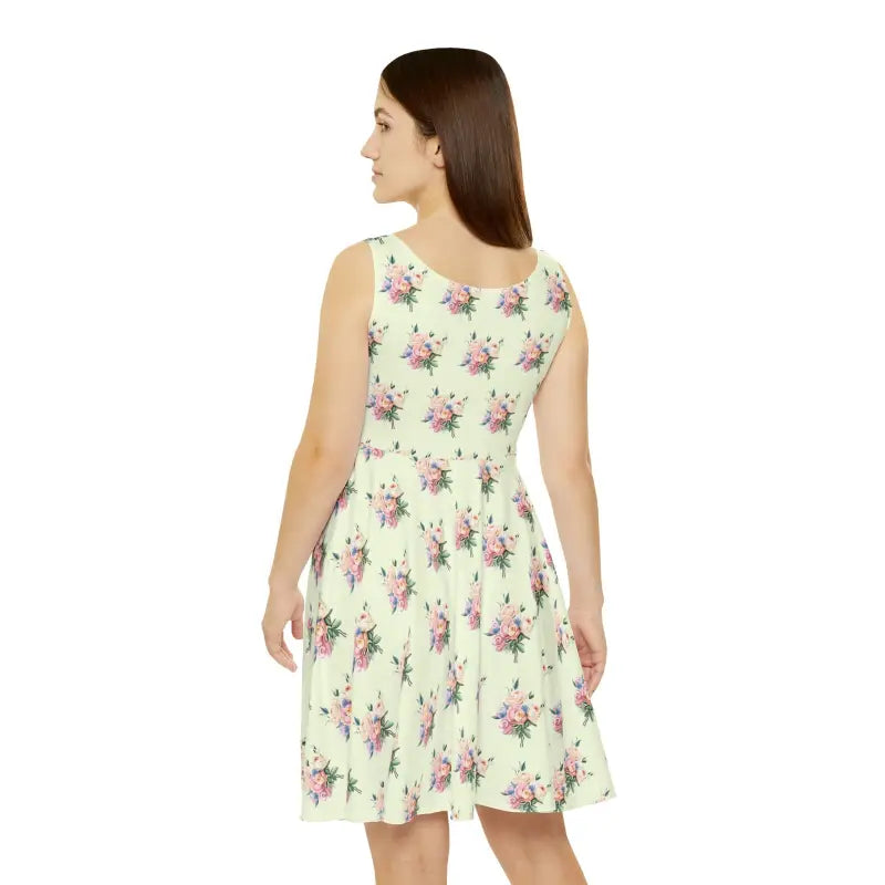 Twirl in Style: Pastel Delicate Flower Skater Dress - Dresses