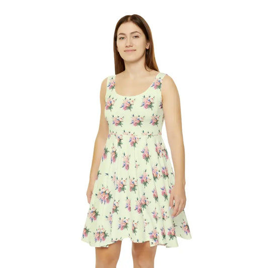 Twirl in Style: Pastel Delicate Flower Skater Dress - s Dresses