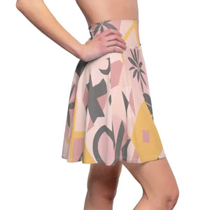 Pastel Colors Geometric Pattern Skater Skirt - Dipaliz - Skirts