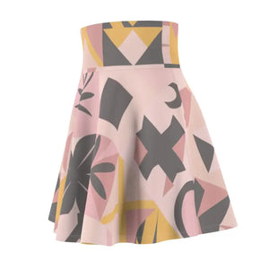 Pastel Colors Geometric Pattern Skater Skirt - Dipaliz - Skirts