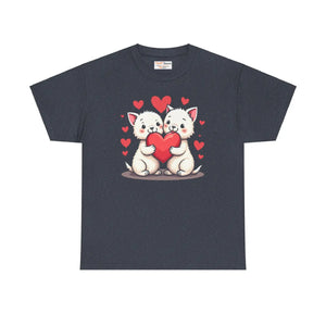 Unisex Heavy Cotton Tee Featuring Two Adorable Hearts - Dipaliz - T-shirts