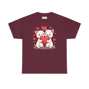 Unisex Heavy Cotton Tee Featuring Two Adorable Hearts - Dipaliz - T-shirts