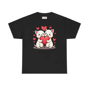 Unisex Heavy Cotton Tee Featuring Two Adorable Hearts - Dipaliz - T-shirts