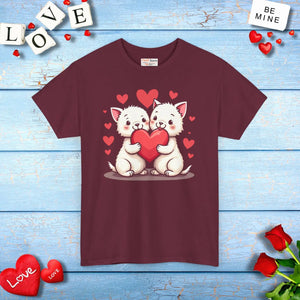 Unisex Heavy Cotton Tee Featuring Two Adorable Hearts - Dipaliz - T-shirts