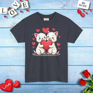 Unisex Heavy Cotton Tee Featuring Two Adorable Hearts - Dipaliz - T-shirts