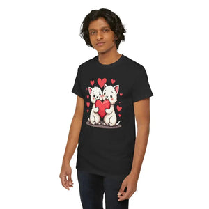 Heavy Cotton Tee Featuring Two Adorable Hearts - Dipaliz - T-shirts