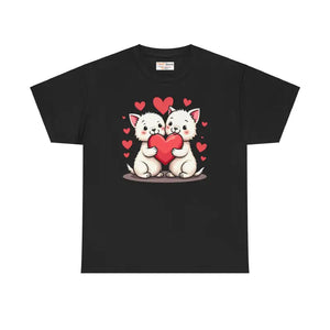 Heavy Cotton Tee Featuring Two Adorable Hearts - Dipaliz - T-shirts